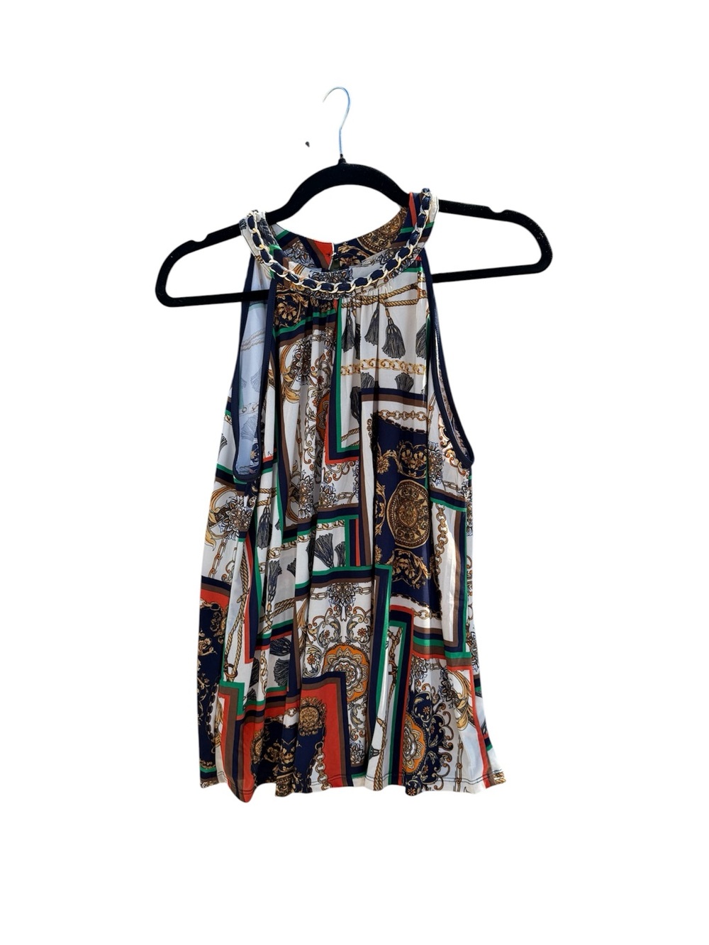 Lavish Baroque Chain-Neck Halter Top Sz L